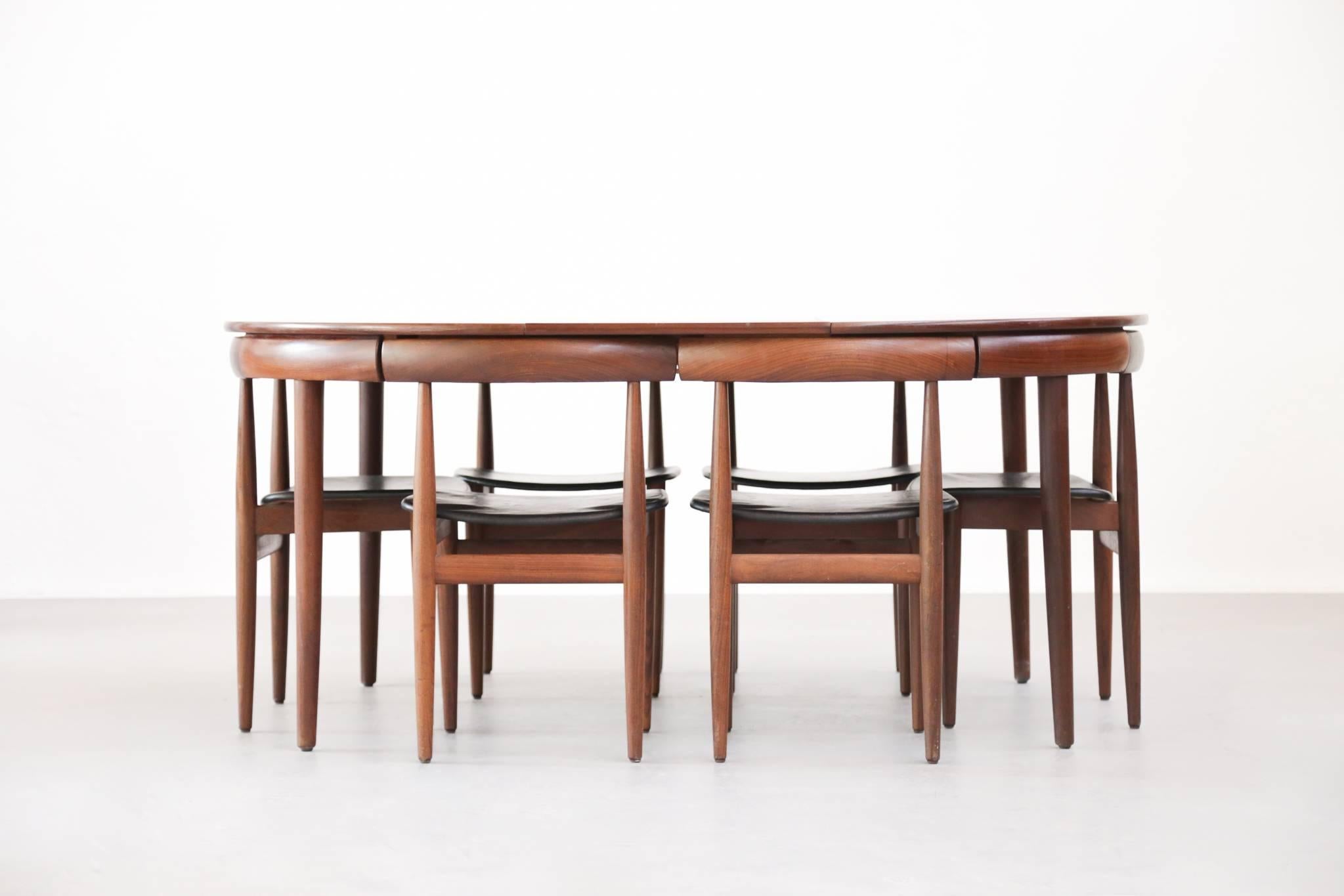 Set of Danish Dining Table with Six Chairs Hans Olsen Model Roundette 3