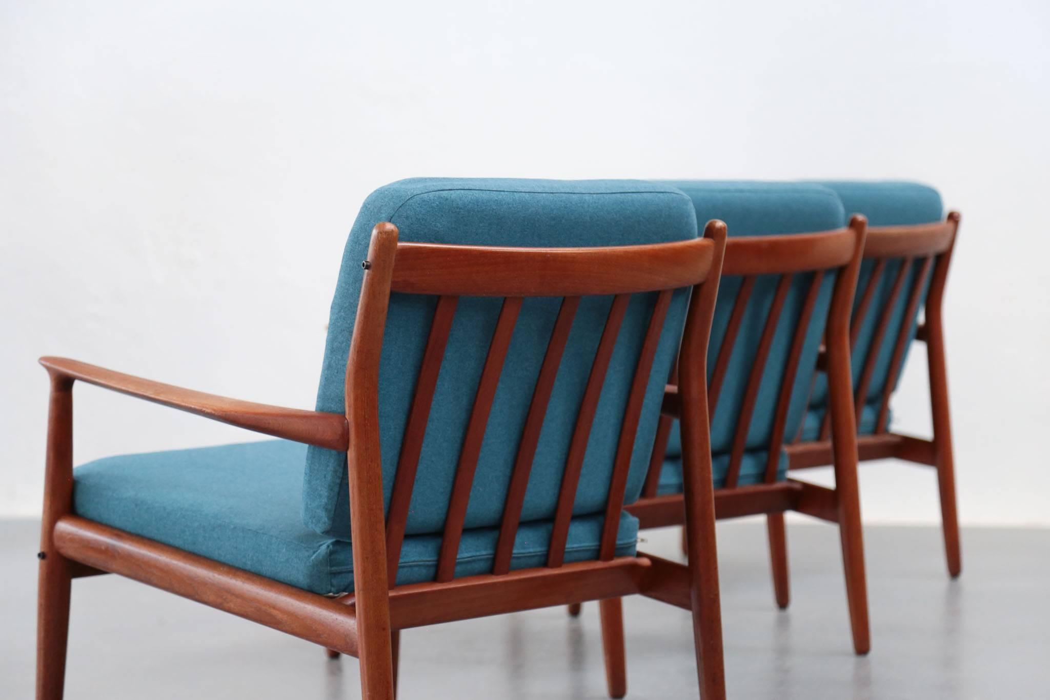 Mid-20th Century Three-Lounge Chair by Grete Jalk Reupholstered Scandinavian