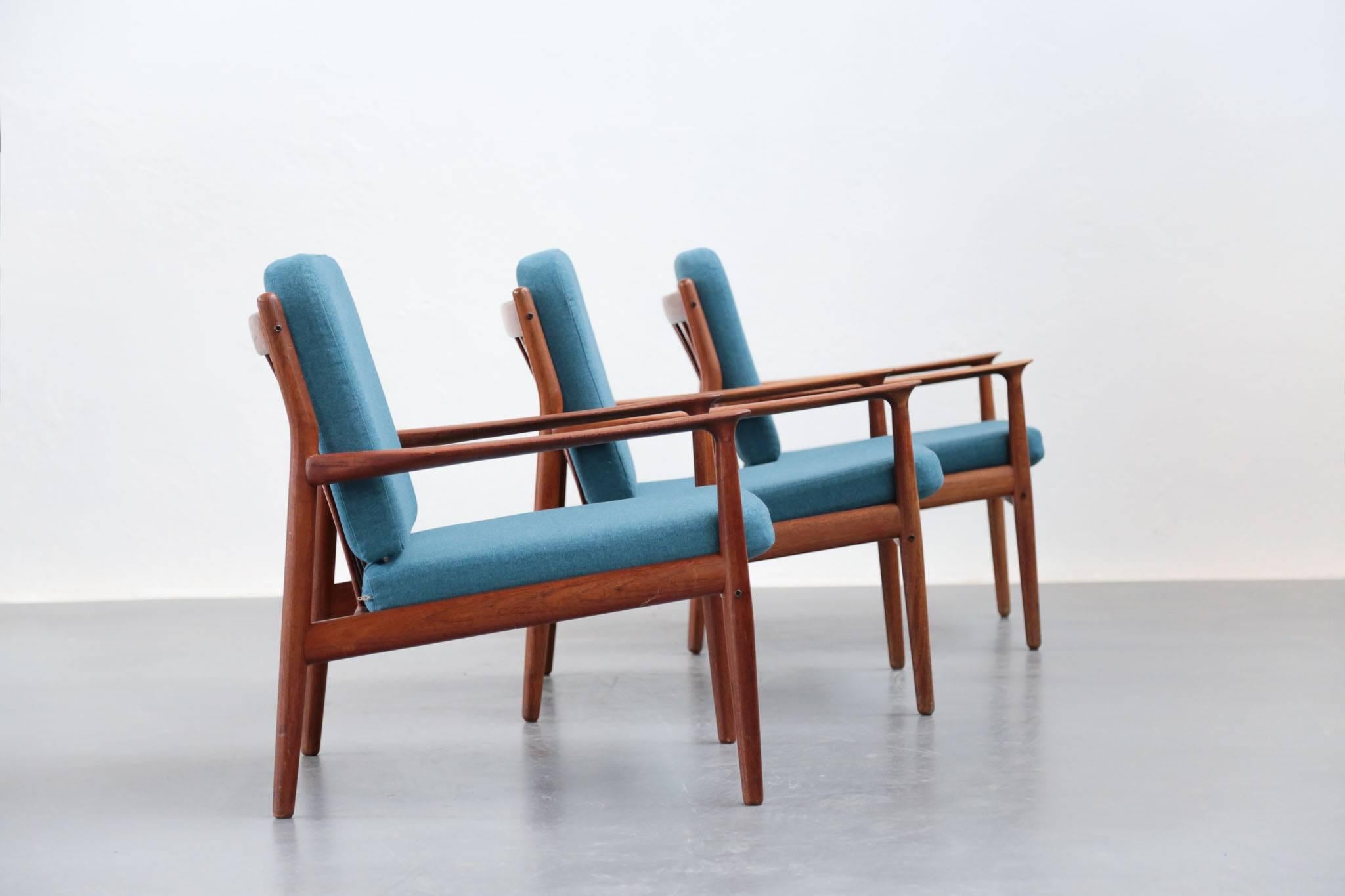 Danish Three-Lounge Chair by Grete Jalk Reupholstered Scandinavian