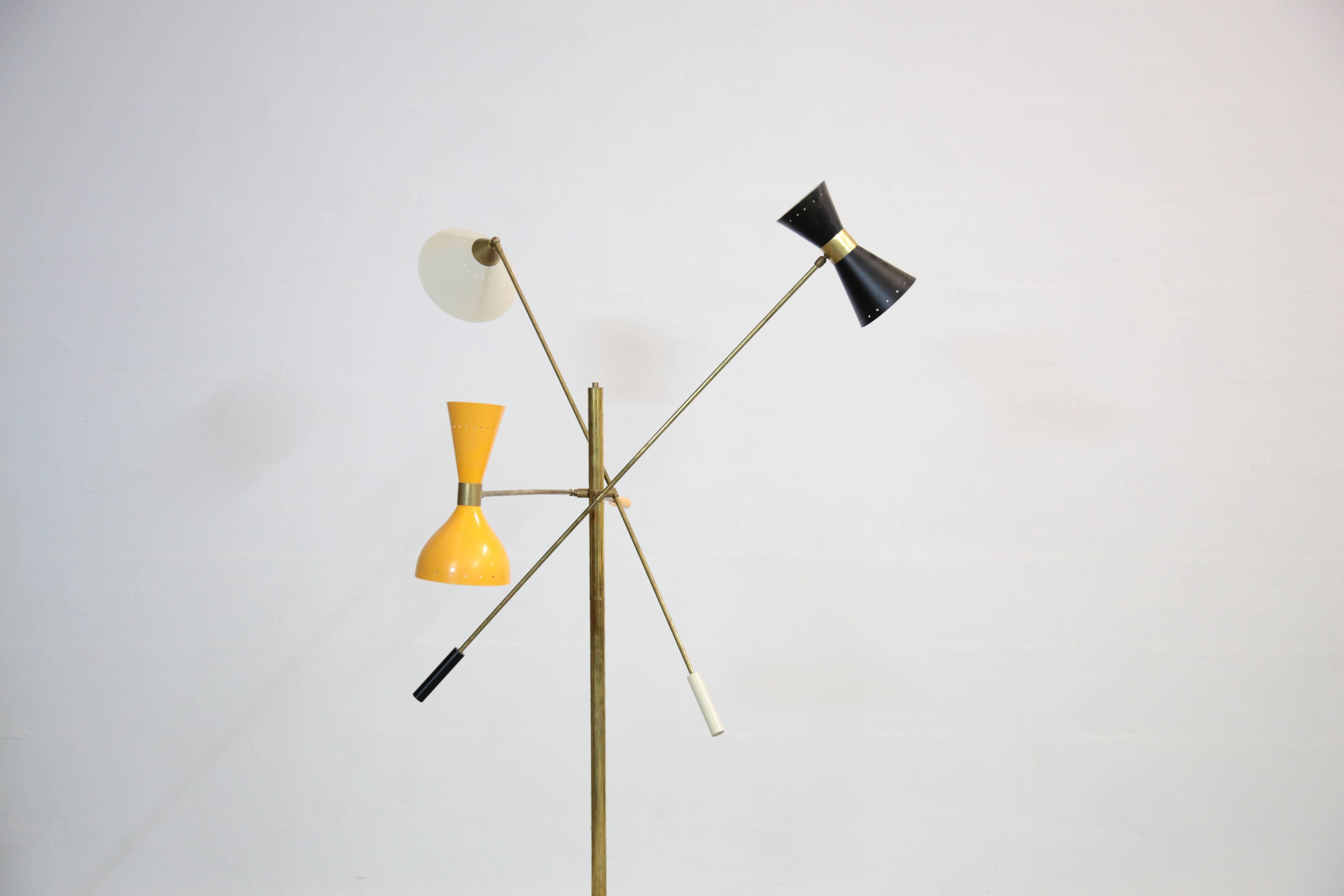 Italian Floor Lamp in the Style of Angelo Lelli Pendulum For Sale 3