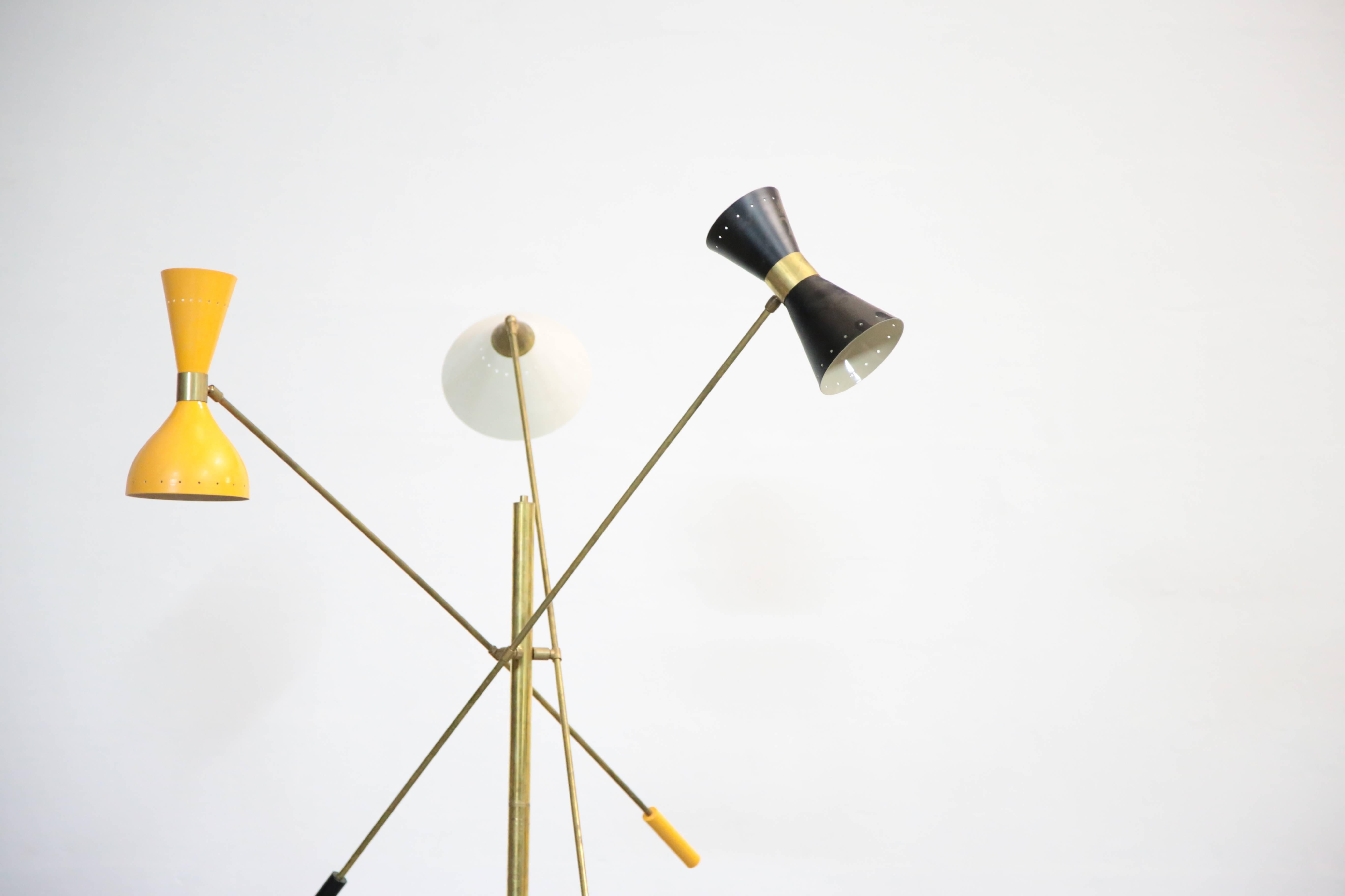 Mid-Century Modern Italian Floor Lamp in the Style of Angelo Lelli Pendulum For Sale