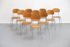 Set of Ten Czech Republic Chairs 1960s, Midcentury Collectivity, Dining