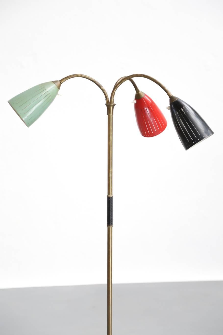 Floor Lamp Midcentury Design 1950s Brass Flexible 3