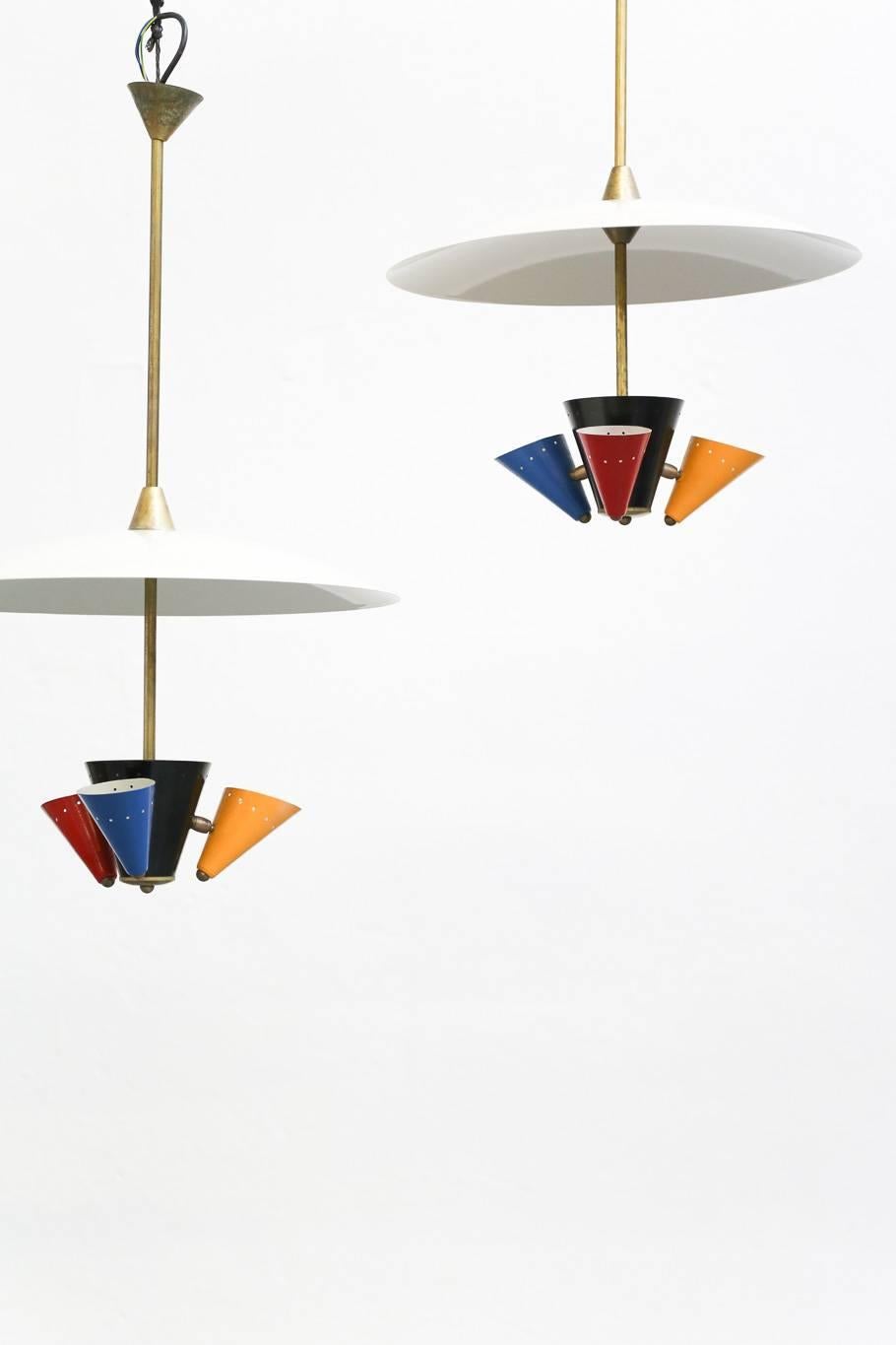 Mid-Century Modern Pendant Lamp in the Style of Gino Sarfatti 1950s Stilnovo