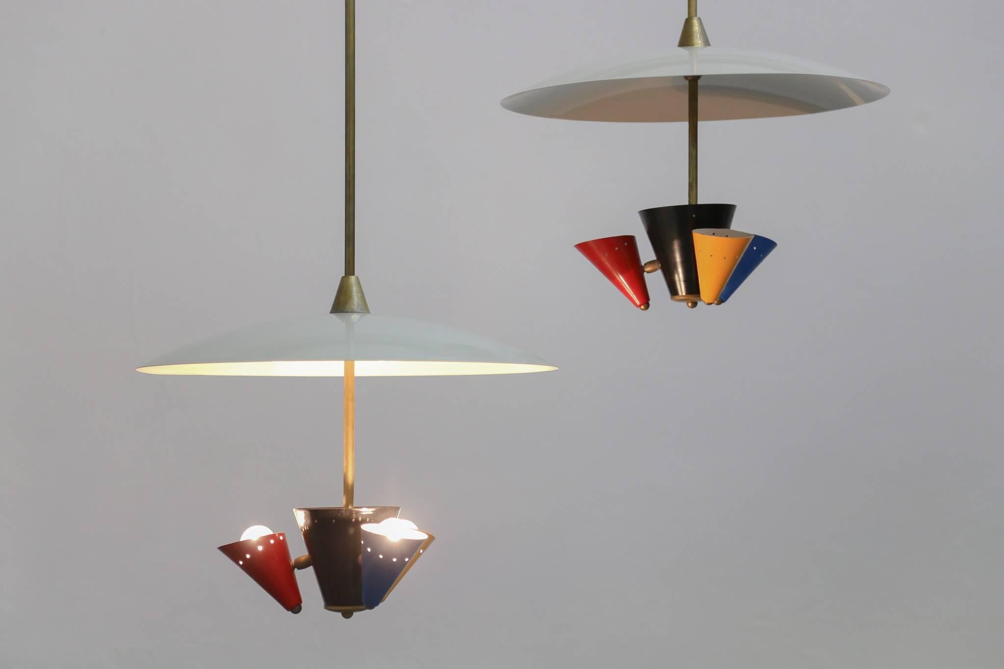 Metal Pendant Lamp in the Style of Gino Sarfatti 1950s Stilnovo