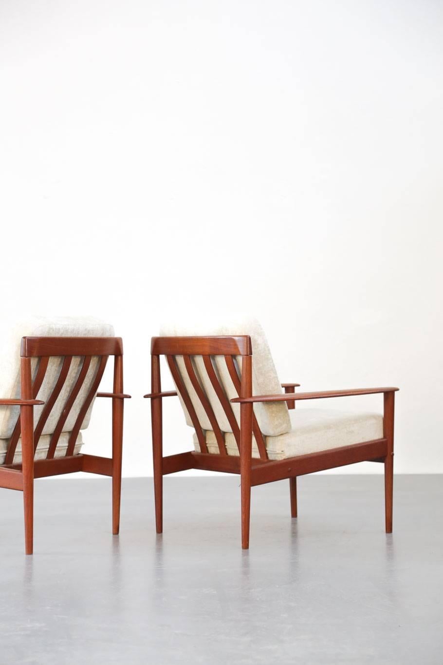 20th Century Pair of Lounge Chairs Grete Jalk Danish Teak, 1960s For Sale