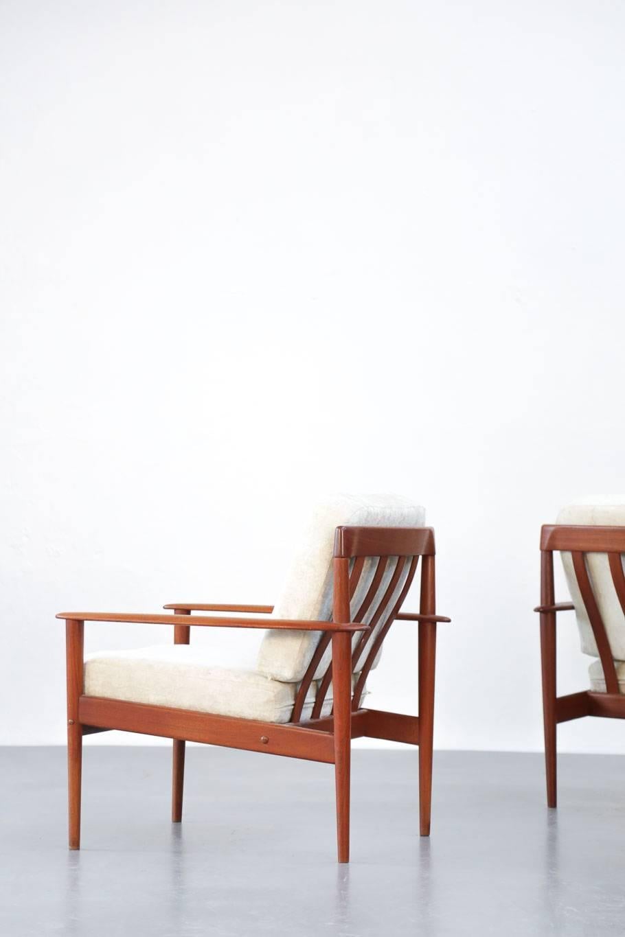 Pair of Lounge Chairs Grete Jalk Danish Teak, 1960s For Sale 4