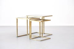 Nesting Brass Tables 1960s with Mirror on Top