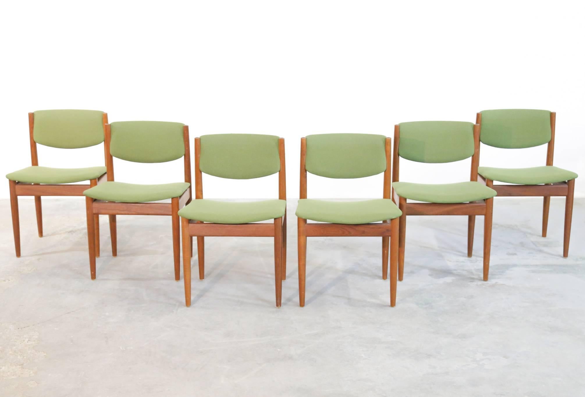 20th Century Set Six Teak Finn Juhl Chairs Model 197 Scandinavian For Sale