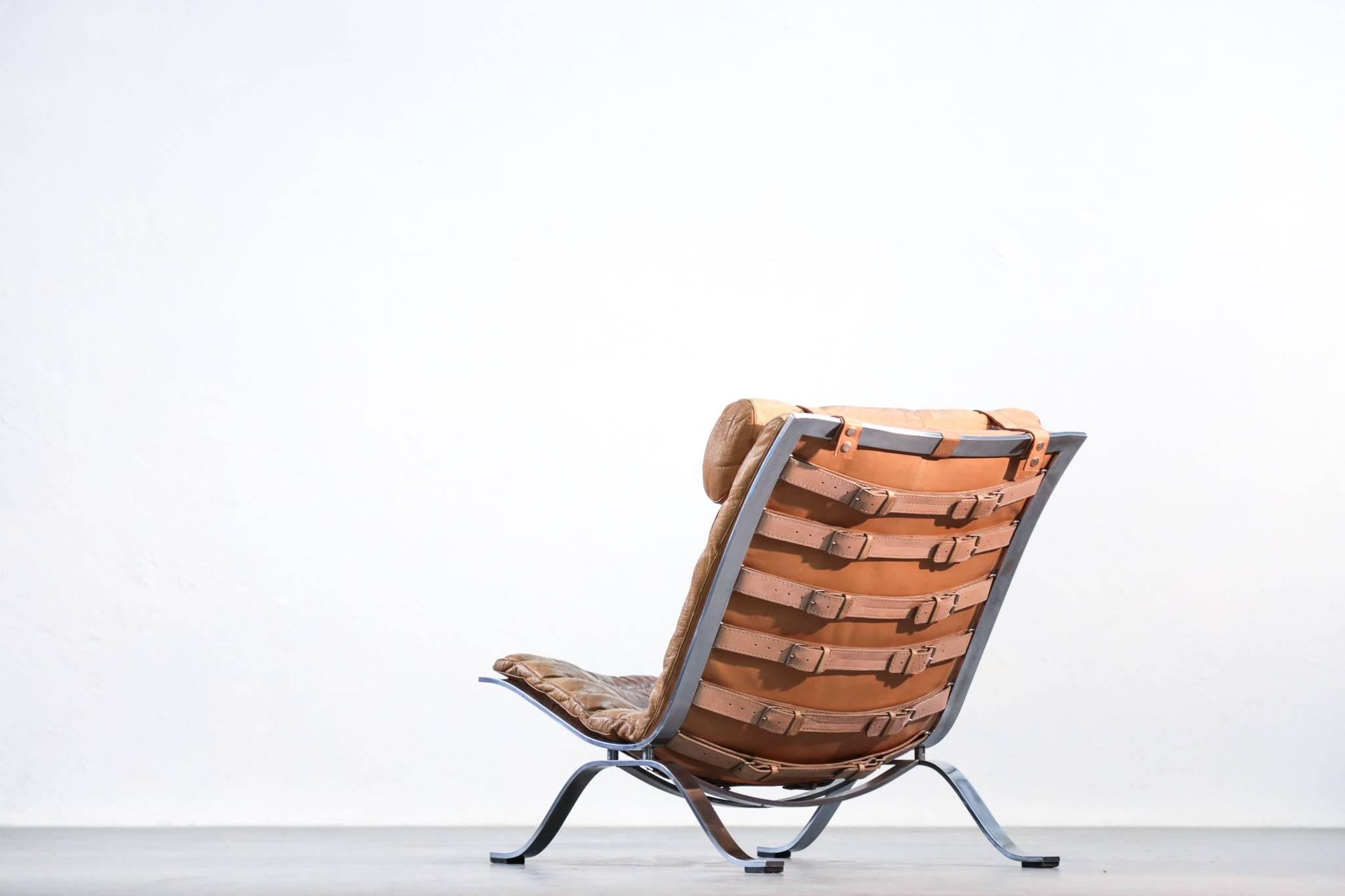 Scandinavian Modern Ari Lounge Chair by Arne Norell Leather, 1960s, Sweden