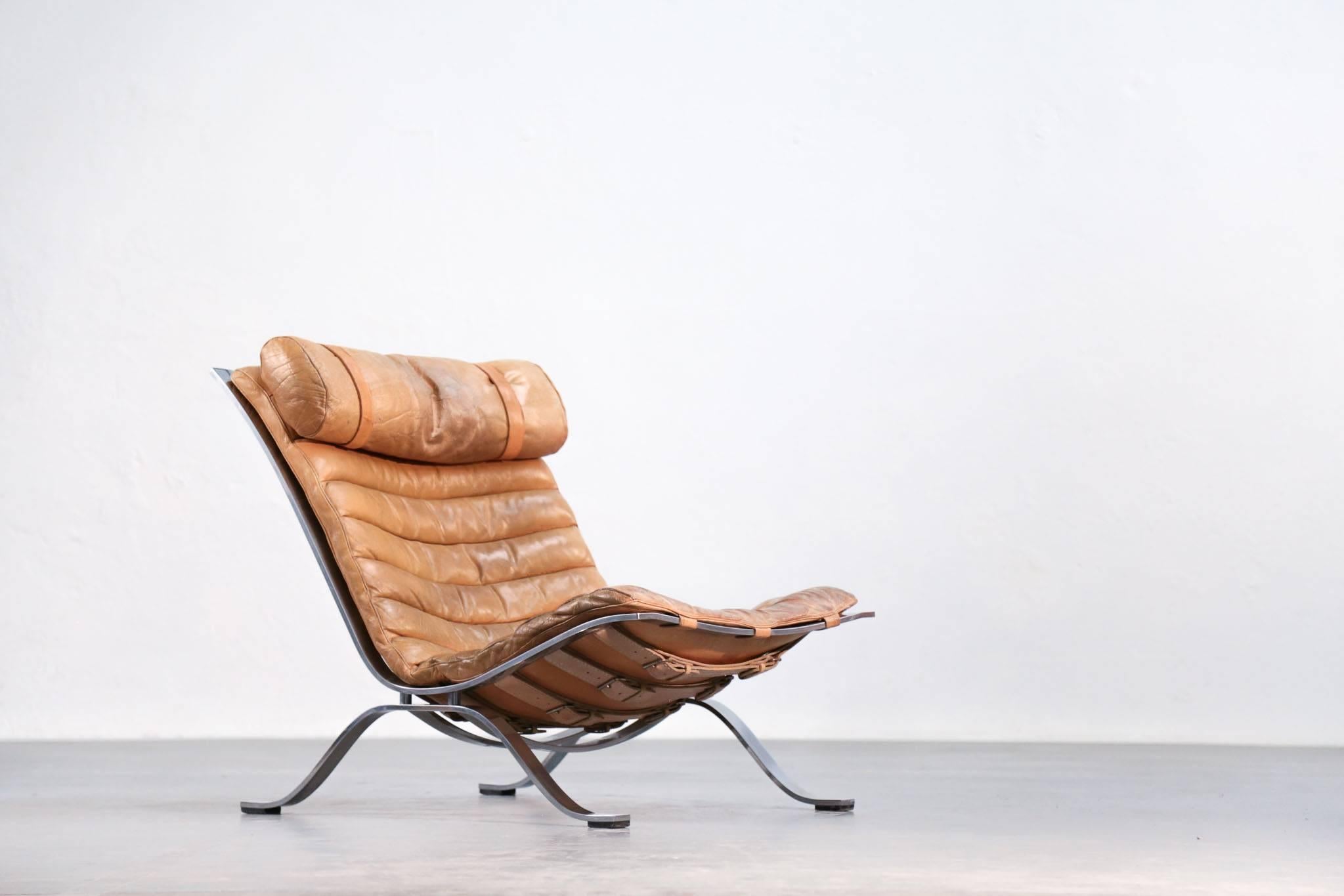 Ari Lounge Chair by Arne Norell Leather, 1960s, Sweden In Good Condition In Lyon, FR