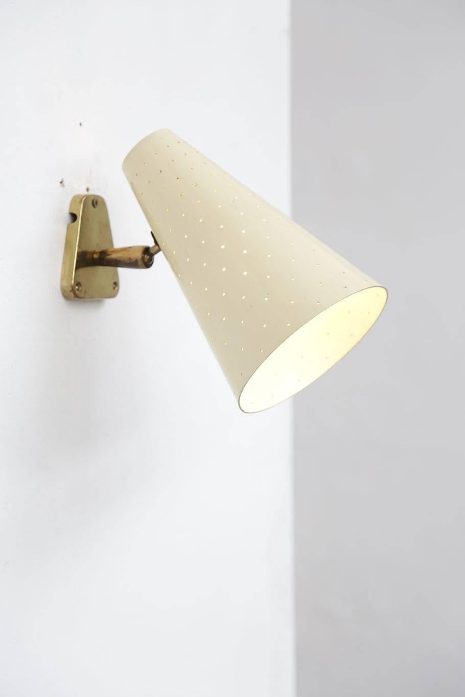 Large Wall Light Perforated, 1950s, Midcentury in Stilnovo Style In Good Condition In Lyon, FR