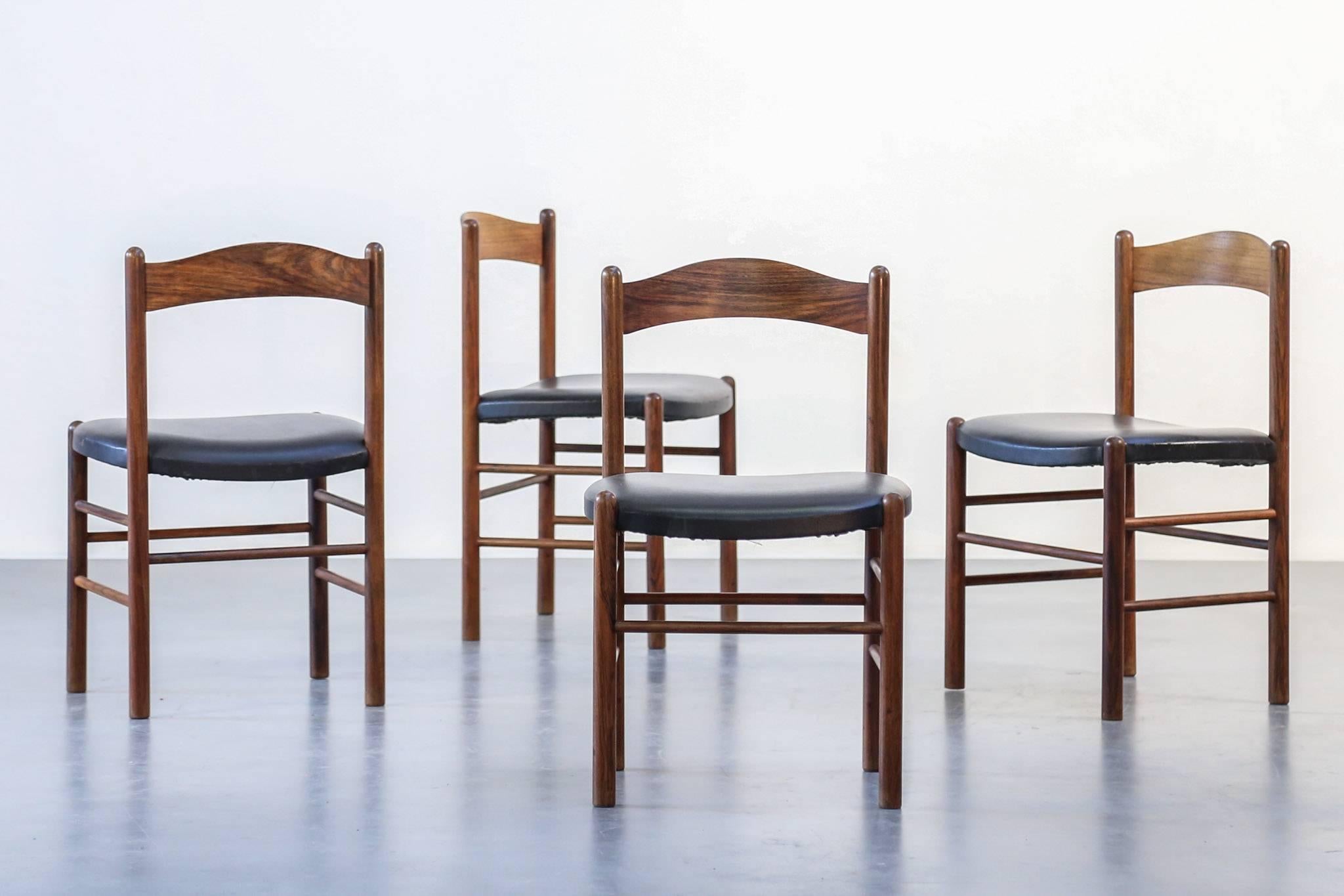 Set of Four Dining Chairs Scandinavian Danish Teak, 1960 Design Midcentury 3