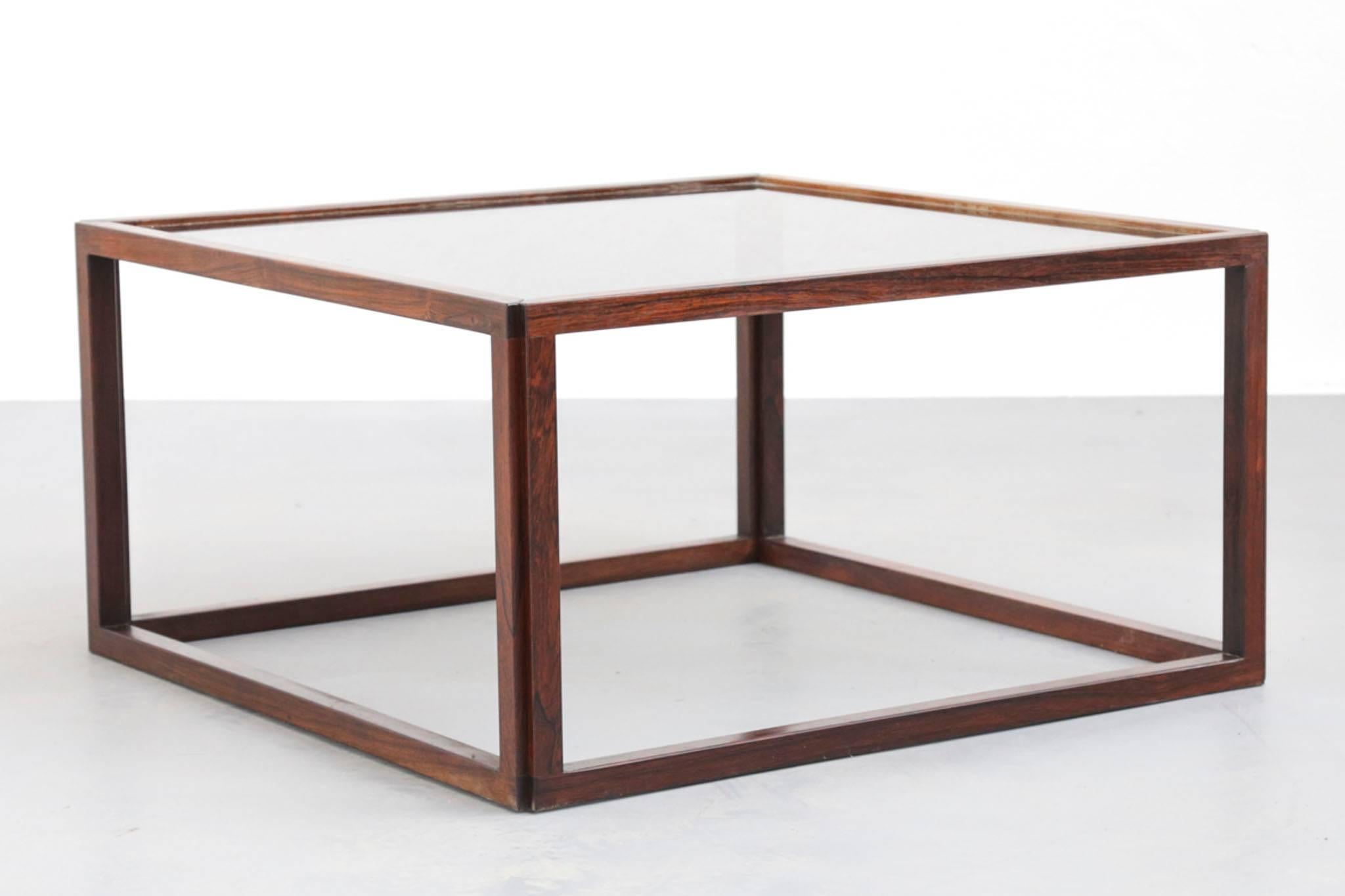 Scandinavian Coffee Table Rosewood and Glass 2