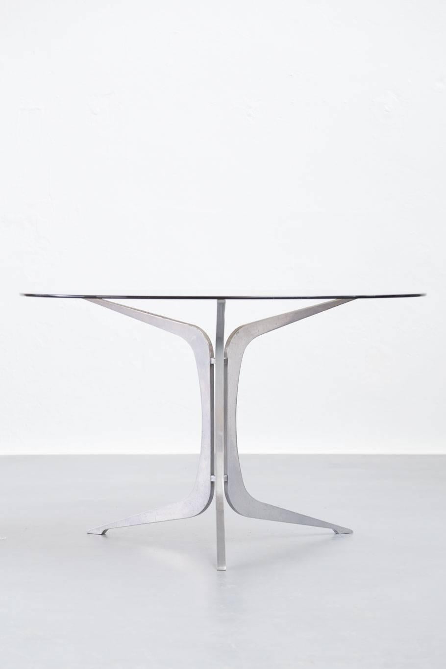 Mid-Century Modern Modernist Dining Table 1960s Smoked Glass