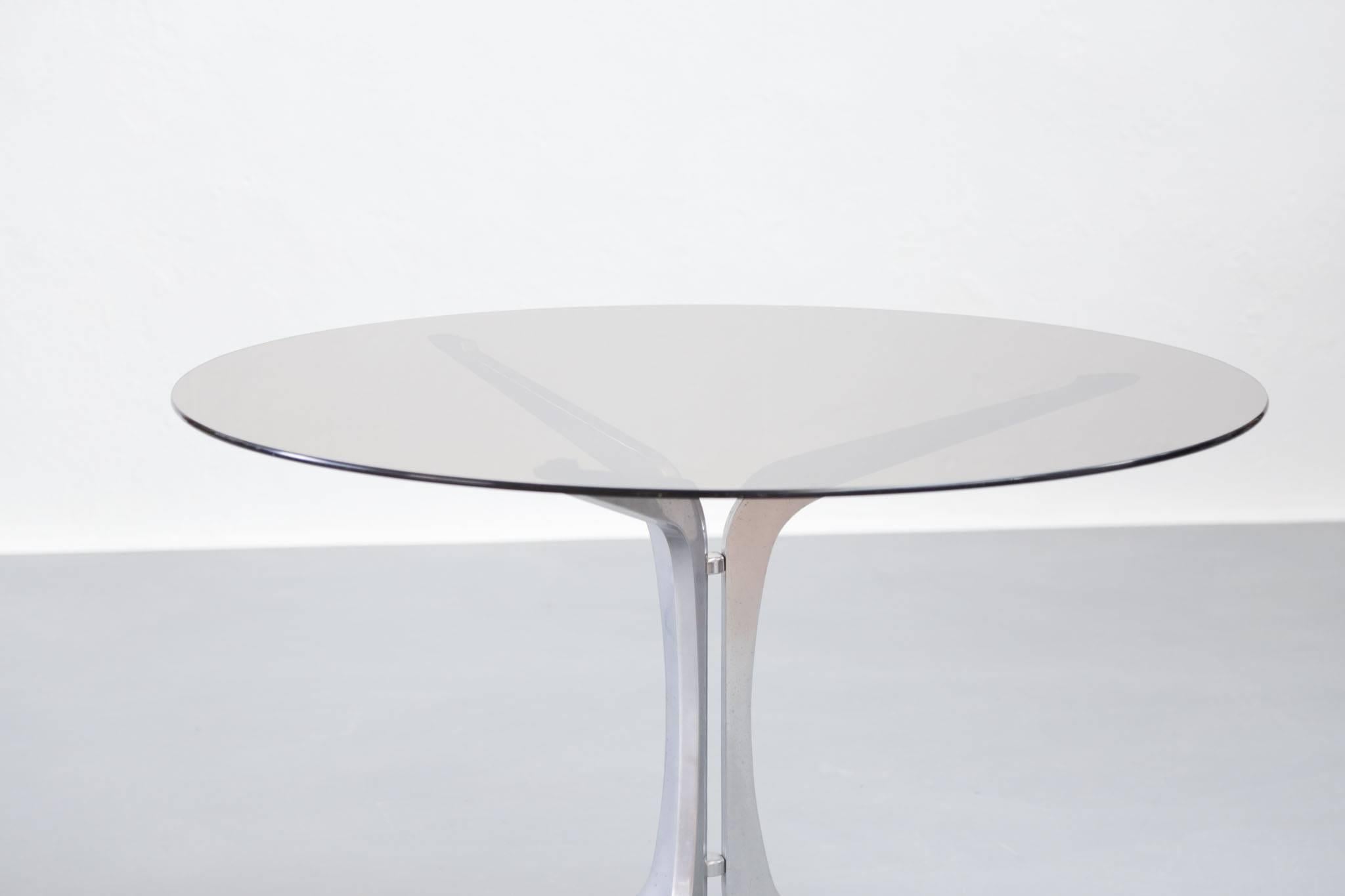 Modernist Dining Table 1960s Smoked Glass 3