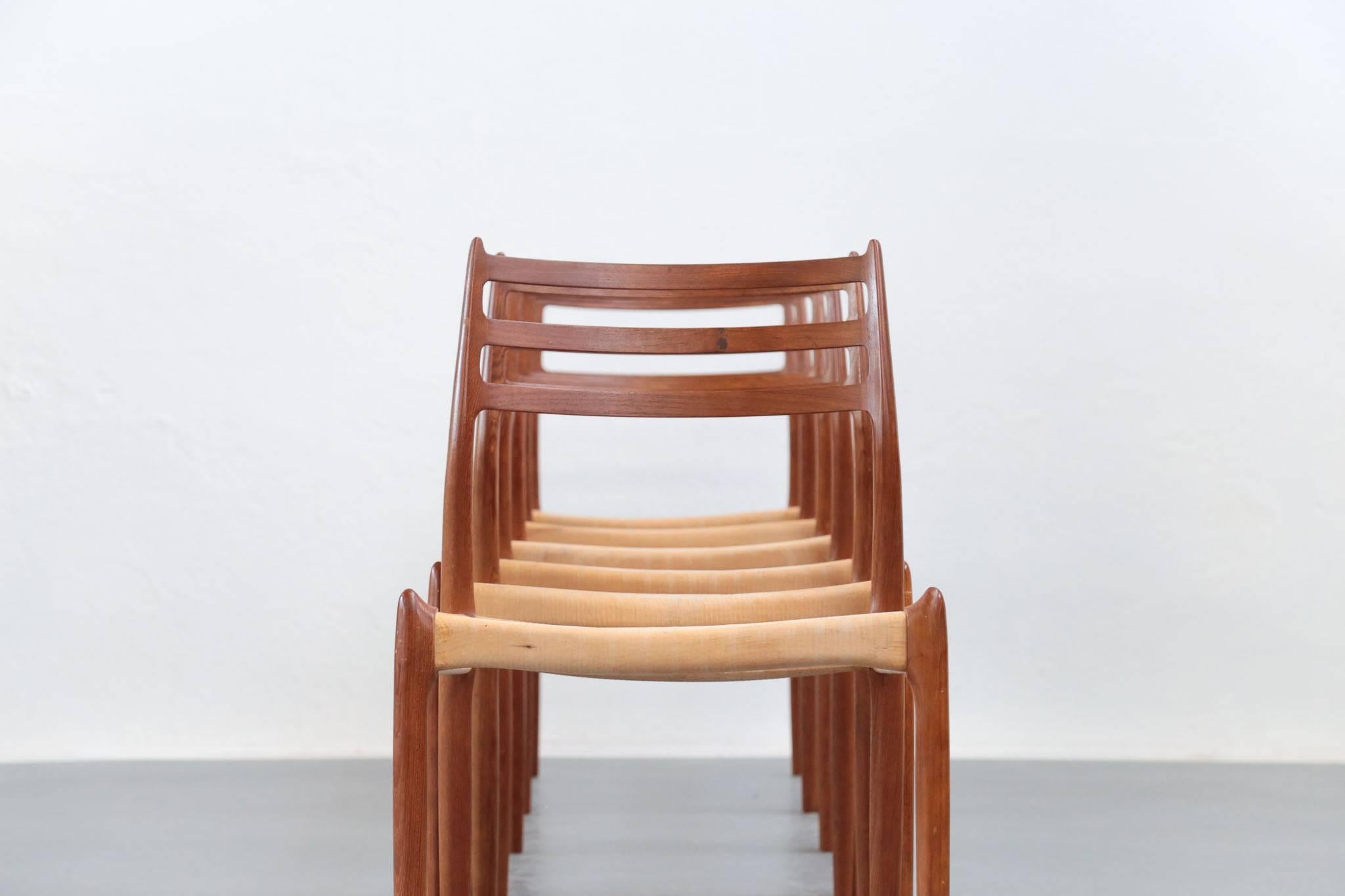 20th Century Set of Six Danish Chairs Niels O. Moller Model 78