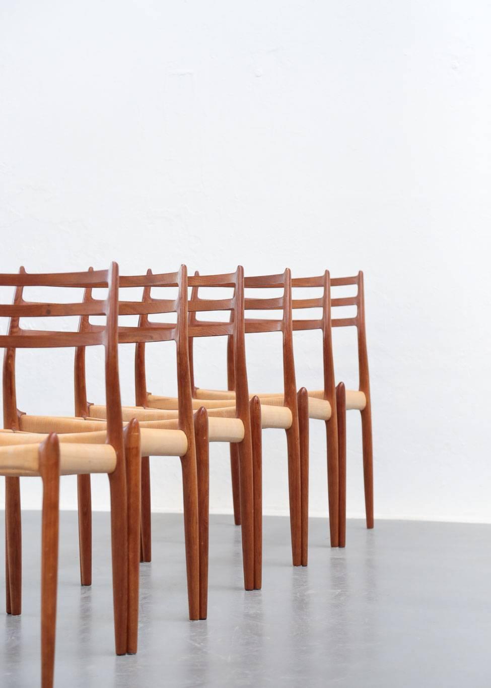 Set of Six Danish Chairs Niels O. Moller Model 78 1