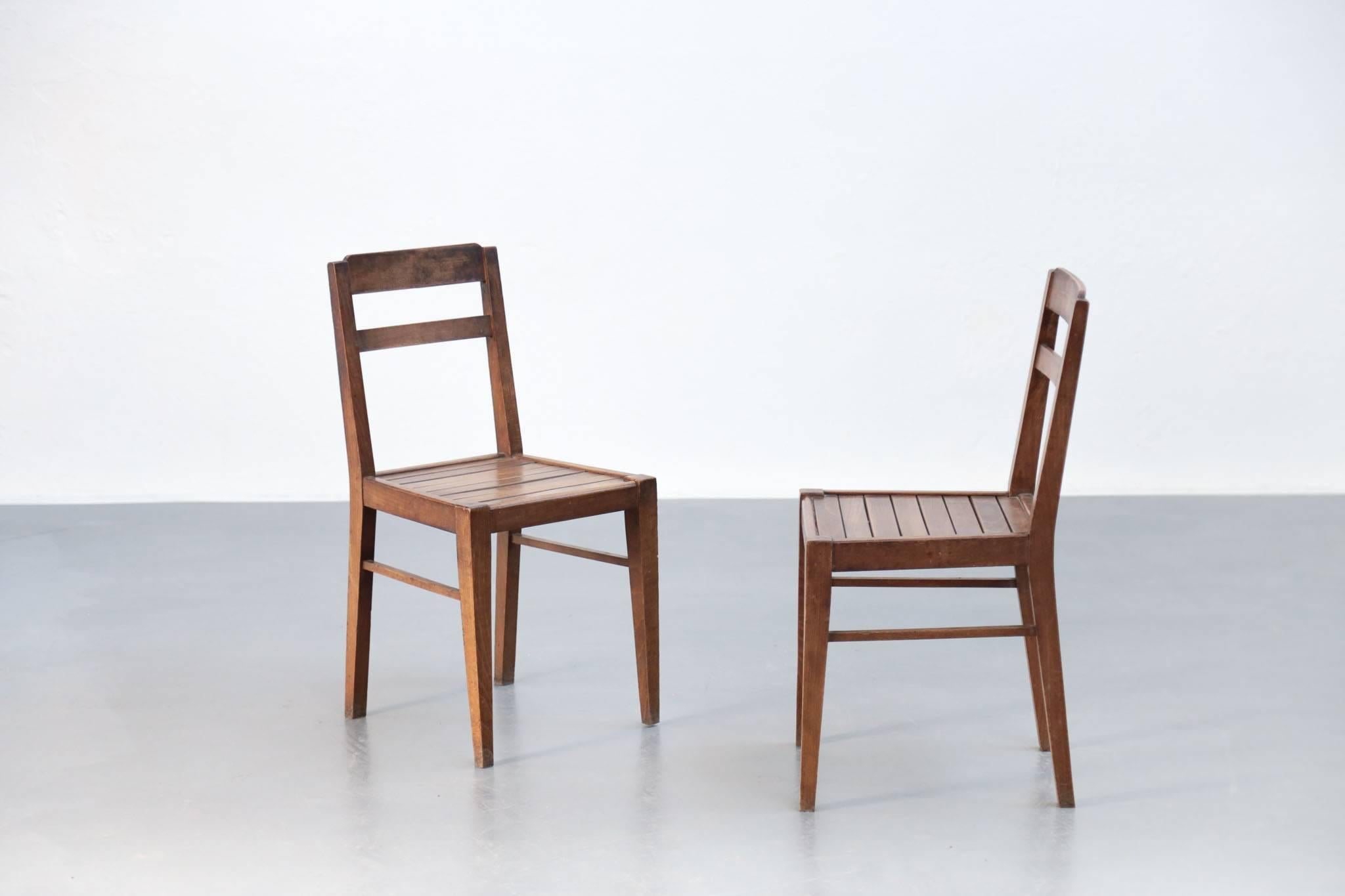 Oak Set of Six Chairs in the Style of René Gabriel, 1960s For Sale