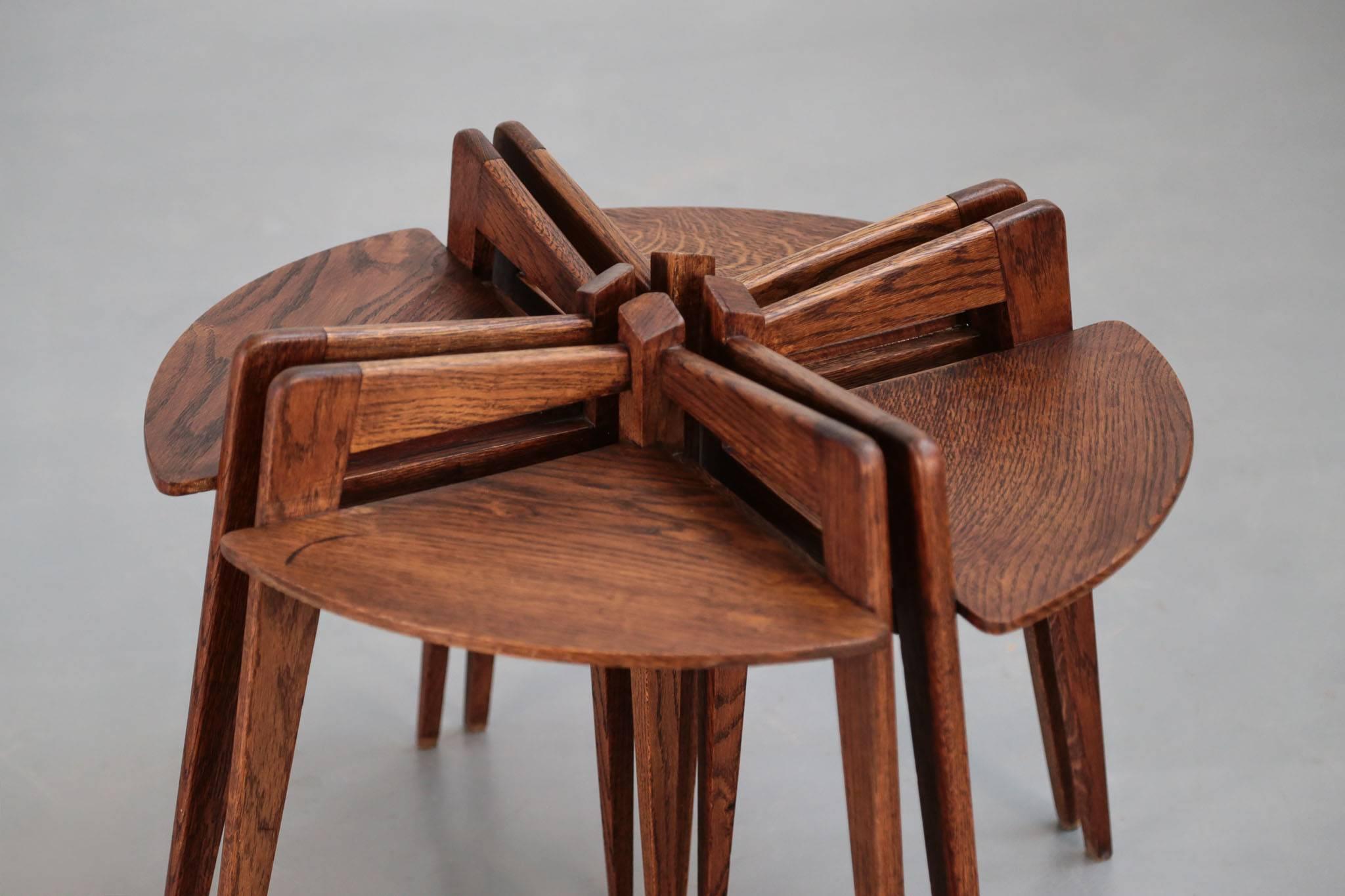 20th Century Gigognes Coffee Table in Oak, 1950s For Sale