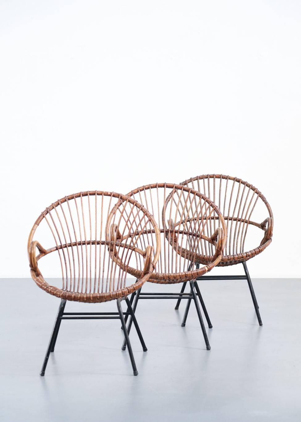 Pair of Rattan Chairs, 1960s In Good Condition In Lyon, FR