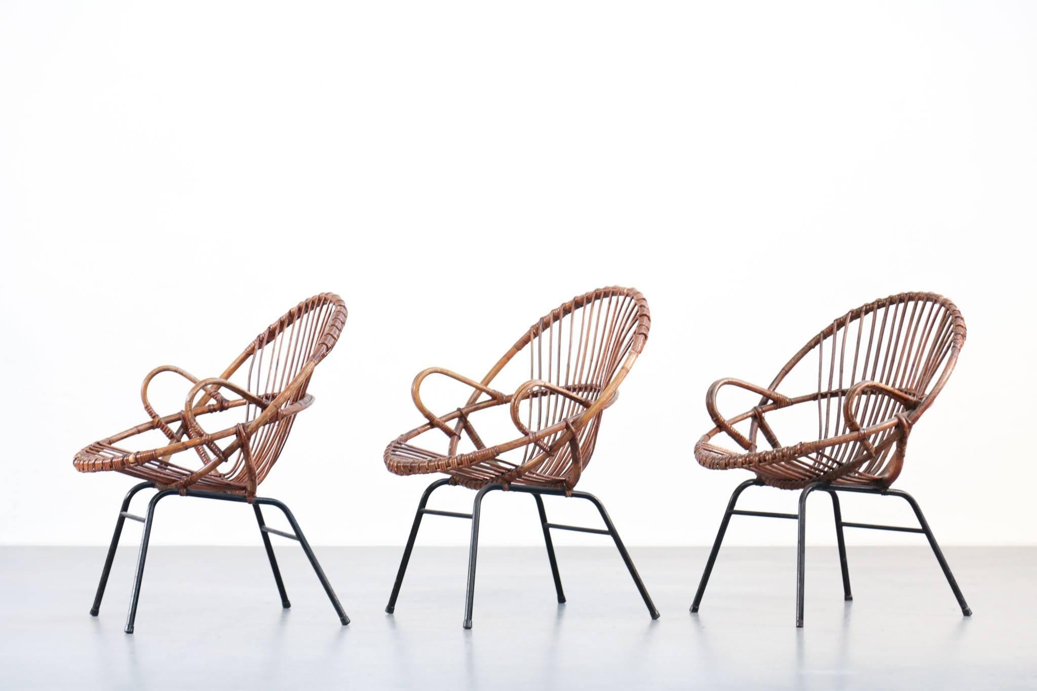 20th Century Pair of Rattan Chairs, 1960s