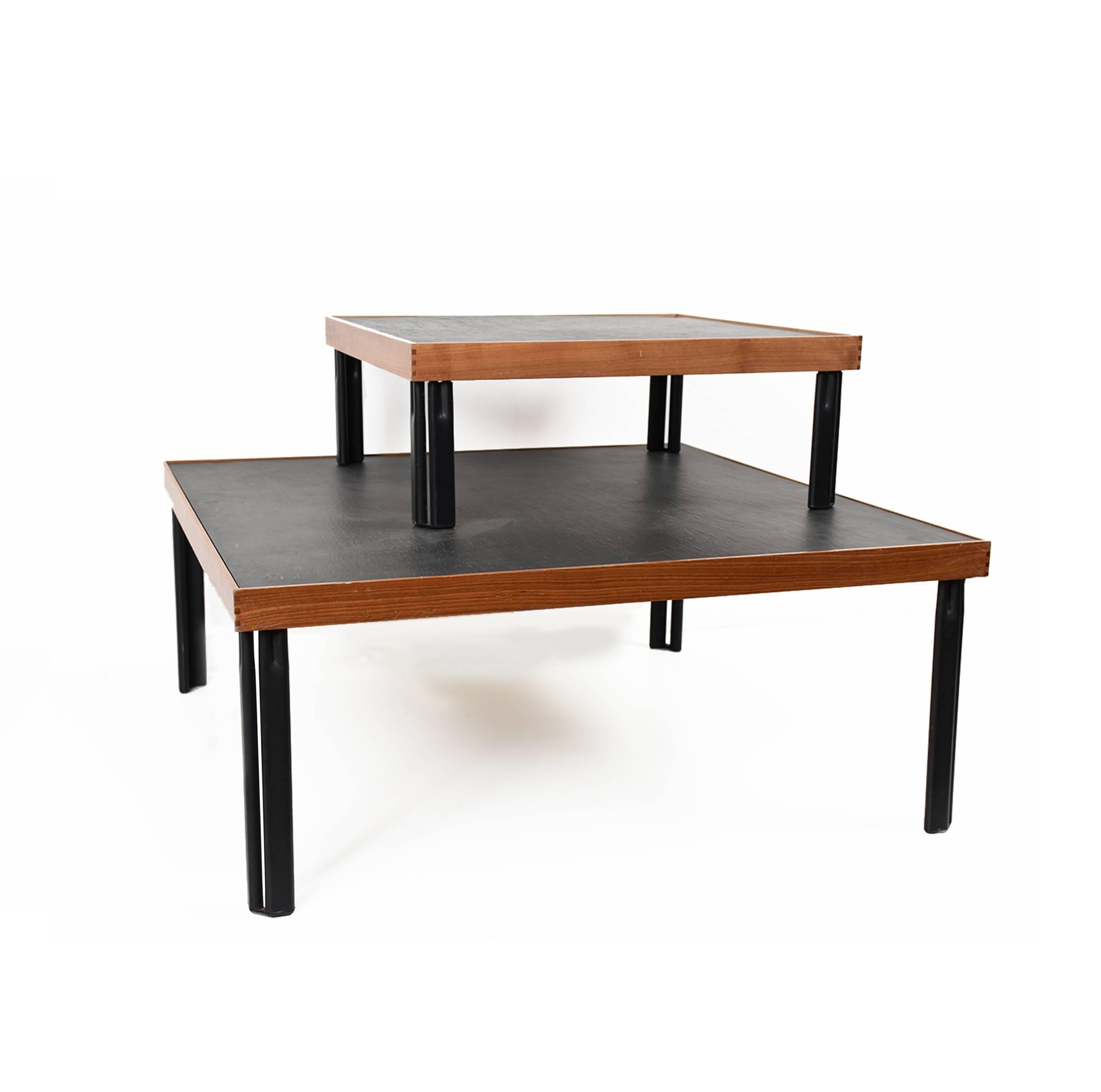 Italian Coffee Table by Piero De Martini for Cassina, Italy, 1980s Walnut, Slate & Metal