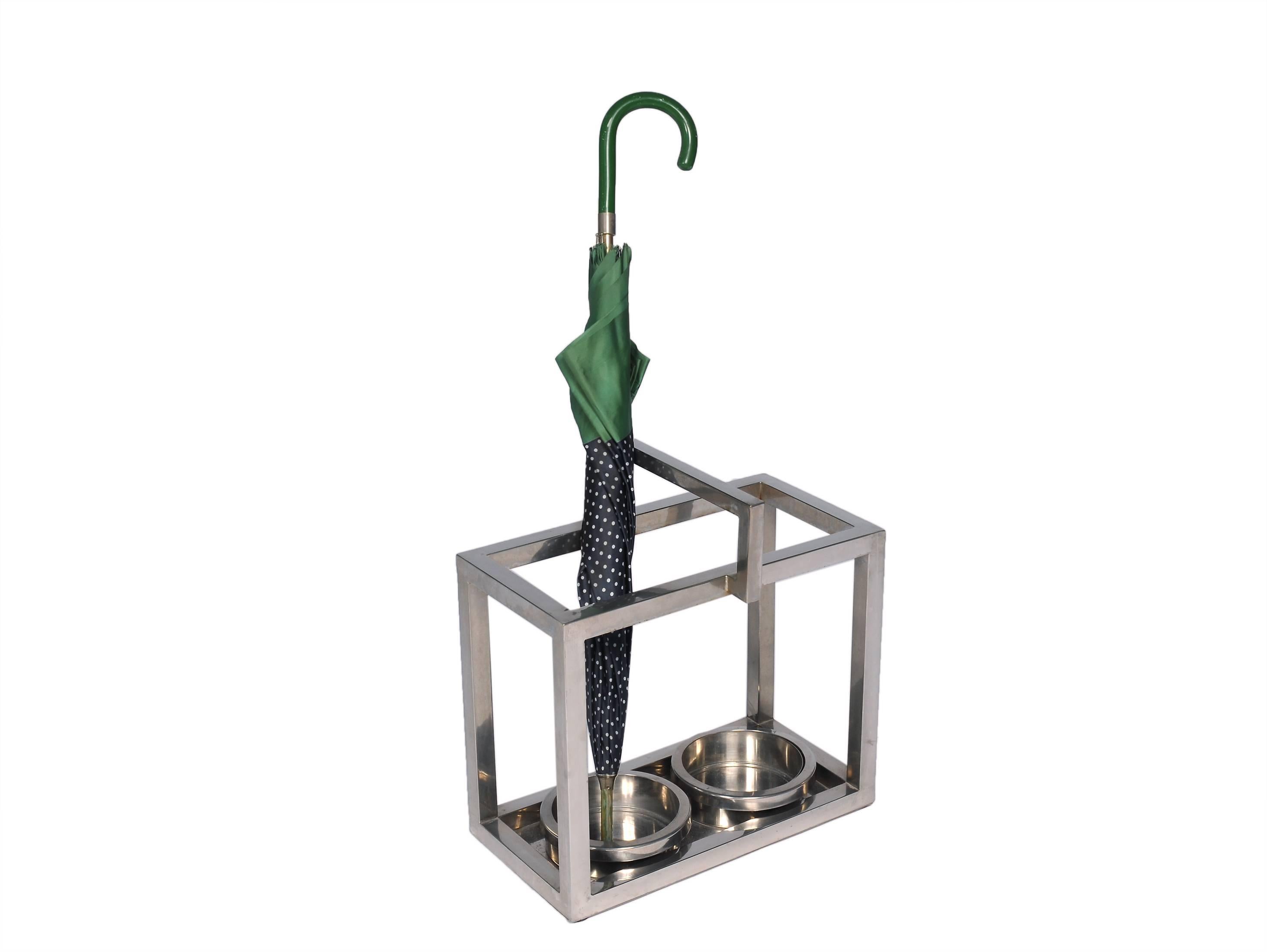 Mid-Century Modern Chrome Umbrella Stand in the Style of Cy Mann