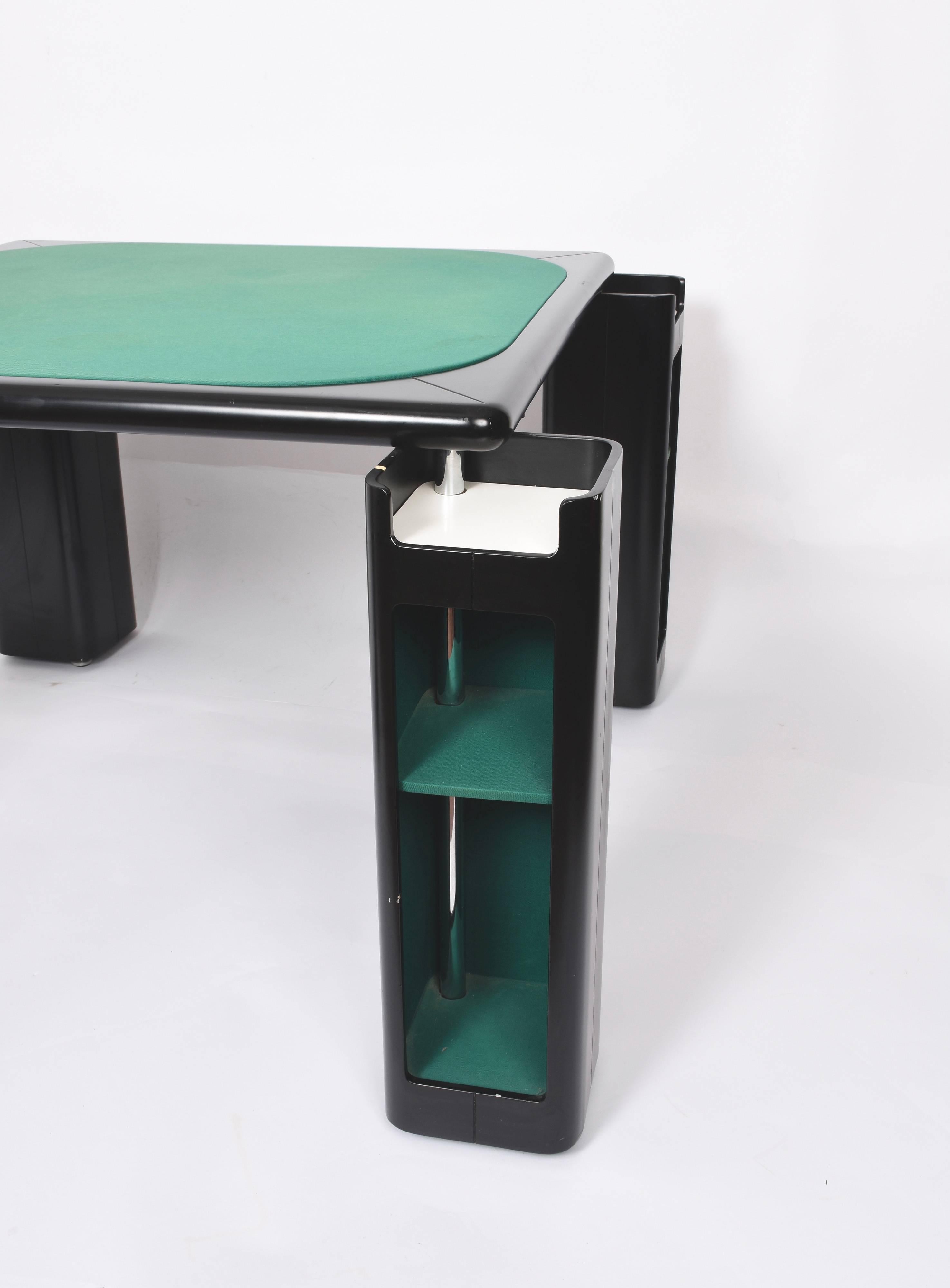 Mid-Century Modern Wood Lacquer Games or Card Table Pierluigi Molinari for Pozzi Milano, Italy
