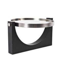 Italian Marble and Steel Vanity Table Mirror Round, Italy 1960s By Mangiarotti