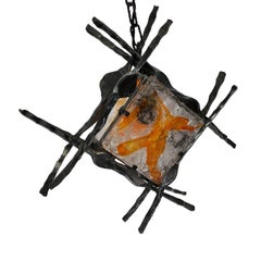 Pair of Tom Ahlstrom and Hans Ehrich Brutalist Midcentury Chandeliers Mazzega