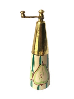 Grinder for Salt or Pepper Italian Florence, Painted Wood and Brass, 1950s