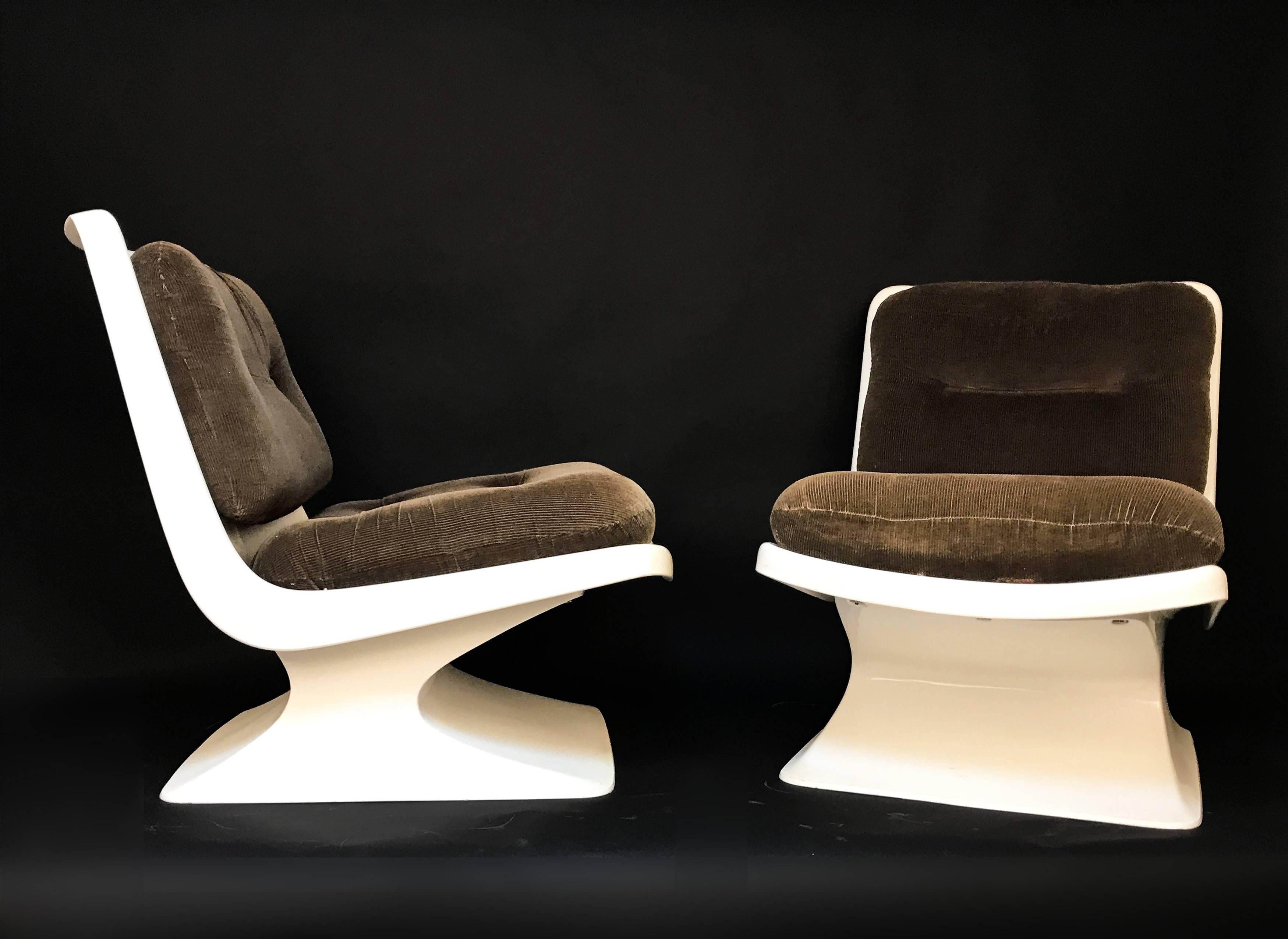 20th Century French Design Pair of Lounge Chair by Albert Jacob Grosfillex Space Age, 1970s