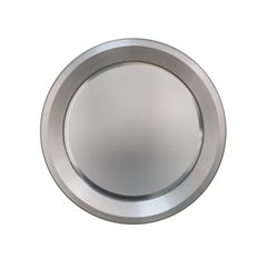 Round Beveled Mirror, Aluminum Frame, 1960s Midcentury, Italy, Artemide Style