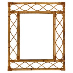 Midcentury French Riviera Bamboo and Rattan Rectangular Wall Mirror France 1960s