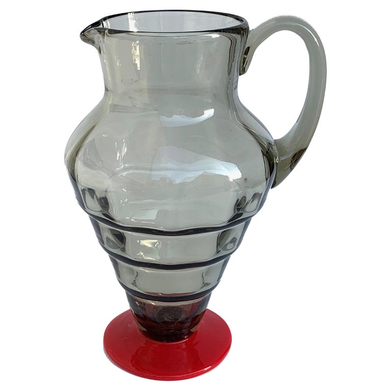 Napoleone Martinuzzi Smoked Glass and Red Glass for Venini Italian Carafe,  1930s For Sale at 1stDibs