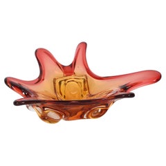 Centrotavola italiano di metà secolo Seguso "Sommerso" in vetro di Murano rosso ambrato, anni '70