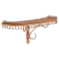 Midcentury Wall Shelf or Console, Rattan and Bamboo, Franco Albini, Italy, 1960s