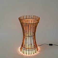 Franco Albini, lampada da terra o da tavolo grande in cotone, bambù e rattan, Italia, anni '50