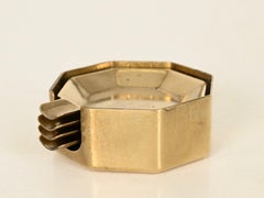 Set of 4 Midcentury Stackable Solid Brass Austrian Ashtrays, Adnet, 1950s