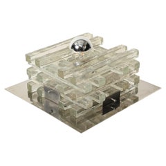 Albano Poli for Poliarte "Jenga" Glass Sconce or Ceiling Light, Italy, 1970s