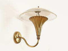 Italian Pair of Flower Sconces in Brass and Enamelled Metal by Arredoluce, 1950s