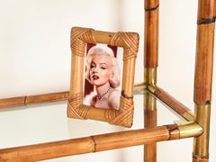 Gabriella Crespi Style Mid-Century Organic Photo Frame in Rattan, Italy, 1970s
