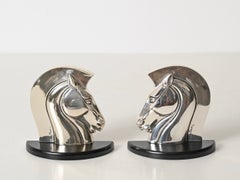 Pierre Cardin Set of 2 Silver-Plated Horse Bookends for Lamag, Italy, 1980s