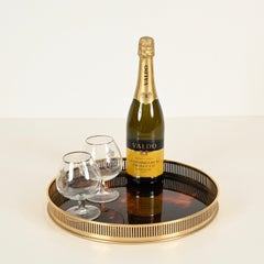 Dior Round Tray in 24k Goldplate Brass and Tortoiseshell Lucite, Italy, 1970s