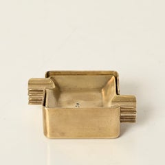Set of 4 Midcentury Stackable Solid Brass Italian Ashtrays, Adnet, 1950s