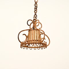 Franco Albini Pendant Light in Parchment, Rattan and Wicker, Italy, 1960s