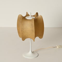 Tulip Beige Cocoon Table Lamp with Brass Base by Castiglioni, Italy, 1960s