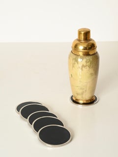 Willy Rizzo Set of 6 Coasters in Black Lucite and Chromed Steel, Italy, 1970s