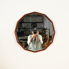 Mid-Century Italian Dodecagonal Teak Mirror by Dino Cavalli, Italy, 1960s